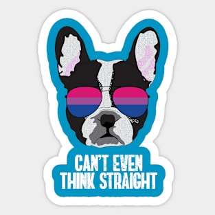 Funny CAN'T EVEN THINK STRAIGHT - Boston Terrier Dog Bi Bisexual Pride Flag Sticker